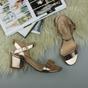 Rose Gold AJVANI Rose Gold Mid Block Heel Strappy Sandals, Image 4 of 6