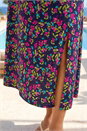 Pink Floral Print Ruched Stretch Midi Dress, Image 4 of 4