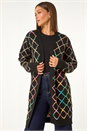 Multi  Longline Geometric Print Knit Cardigan, Image 4 of 5