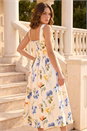 Ivory  Petite Floral Print Premium Stretch Midi Dress, Image 2 of 4