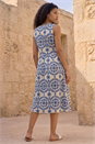 Blue Petite Abstract Print Button Dress, Image 2 of 4