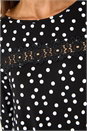 Black Spot Print Lace Trim Stretch Top, Image 5 of 5
