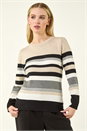 Stone Petite Stripe Round Neck Jumper, Image 4 of 5