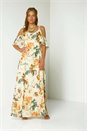 ORANGE Floral Cold Shoulder Chiffon Maxi Dress, Image 1 of 4