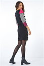 Fushcia Colour Block Knitted Stripe Dress , Image 3 of 5