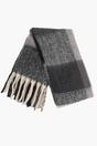 Black Colour Block Tassel Heavyweight Winter Scarf, Image 3 of 3