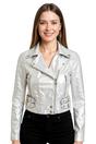 Silver Cropped Brando Leather Biker Jacket, Image 1 of 7