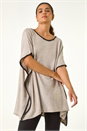 Taupe Blanket Stitch Knit Poncho, Image 2 of 5