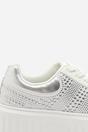 White Eliane' Lace Up Trainer with Diamante Pattern, Image 6 of 7