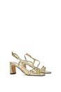 Gold XY LONDON Gold Strappy Slingback Mid Block Heel Sandals With Square Toe, Image 3 of 6