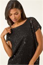 Black Sparkly Sequin Cut Out Top, Image 1 of 5