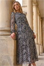 Black Floral Rose Midi Dress, Image 2 of 4