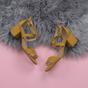 Yellow AJVANI Yellow Mid Block Heel Crossed Straps Sandals, Image 4 of 6