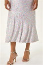 Silver Sequin Frill Hem Midi Dress, Image 5 of 5