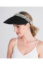 Black Verity - Pearl Trim Straw Visor - Black, Image 1 of 1