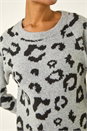Grey Jacquard Animal Print Jumper, Image 5 of 5
