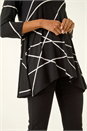 Black Linear Print Hanky Hem Top, Image 5 of 5
