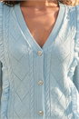 Light Blue  Woven Sleeve Buttoned Knit Jumper, Image 4 of 4