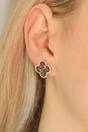 Black Large Black Clover Rose Gold Plated Stud Earrings, Image 2 of 3