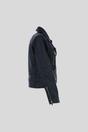 Black Genuine Leather Regular Fit Moto Biker Jacket with Zip Pockets, Image 5 of 5