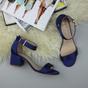 Navy Blue AJVANI Navy Blue Mid Block Heel Ankle Strap Sandals, Image 4 of 6