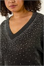 Black Curve Sparkly Knit Top, Image 5 of 5