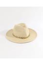 Beige Khari - Embellished Straw Fedora -  Beige, Image 2 of 2