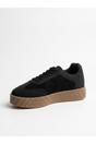 Black iKrush Black Sybil Faux Suede Platform Trainers, Image 1 of 5