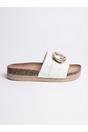 White iKrush White Mia Womens Embellished Cork Platform Sliders, Image 1 of 6