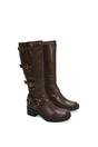 Brown XY LONDON Brown 'Cobra' Harness Square toe Knee High Biker Boots, Image 6 of 7