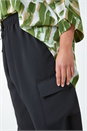 Black Curve Linen Look Wide Leg Trousers, Image 5 of 5