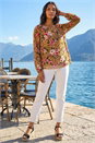 Brown Animal Floral Print Tunic Top, Image 2 of 4