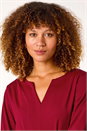 Wine Ponte Stretch Notch Neck Midi Dress, Image 5 of 5