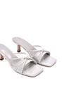 Grey XY LONDON Grey 'Claudia' Mid Heeled Sandal Slip On Mules With Square Toe, Image 3 of 6