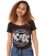 Black AC/DC High Voltage Sequin Acid Wash T-Shirt, Image 1 of 5