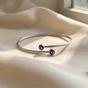Silver Turkish Blue Evil Eye Minimalist Sterling Silver Bangle, Image 1 of 5