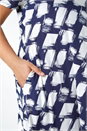 Navy  Curve Geometric Print Pocket Stretch Dress, Image 5 of 5