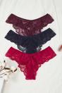 Multi 3 Pack Lace Cross Strap Back Brazilian Briefs, Image 2 of 3