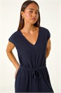 Navy  Petite Tie Waist Rib Jersey Jumpsuit, Image 4 of 5