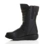 Black Low Wedge Heel Comfort Calf Biker Boots, Image 3 of 6