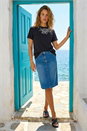 Black Embroidered Stretch T-Shirt, Image 2 of 4