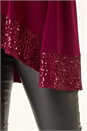 Burgundy Sequin Hem Tunic Stretch Top, Image 5 of 5