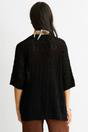 Black Crochet Knit Edge to Edge Cardigan, Image 2 of 4