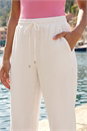 White Elastic Tie Waist Linen Blend Trouser, Image 4 of 4