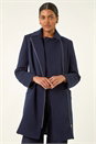 Navy Longline Biker Coat, Image 1 of 5