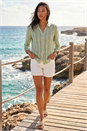 Sage Petite Cotton Lace Trim Blouse , Image 3 of 4