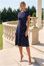 Navy  Spot Print Jersey Stretch Dress, Image 3 of 4