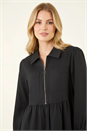 Black Front Zip Midi Dress, Image 2 of 5