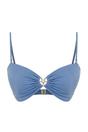 Blue WOVCOR Blue Ruched Bandeau Bikini Top with Ring Detail, Image 3 of 5