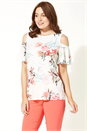Multi Tropical Floral Cold Shoulder Top, Image 1 of 4